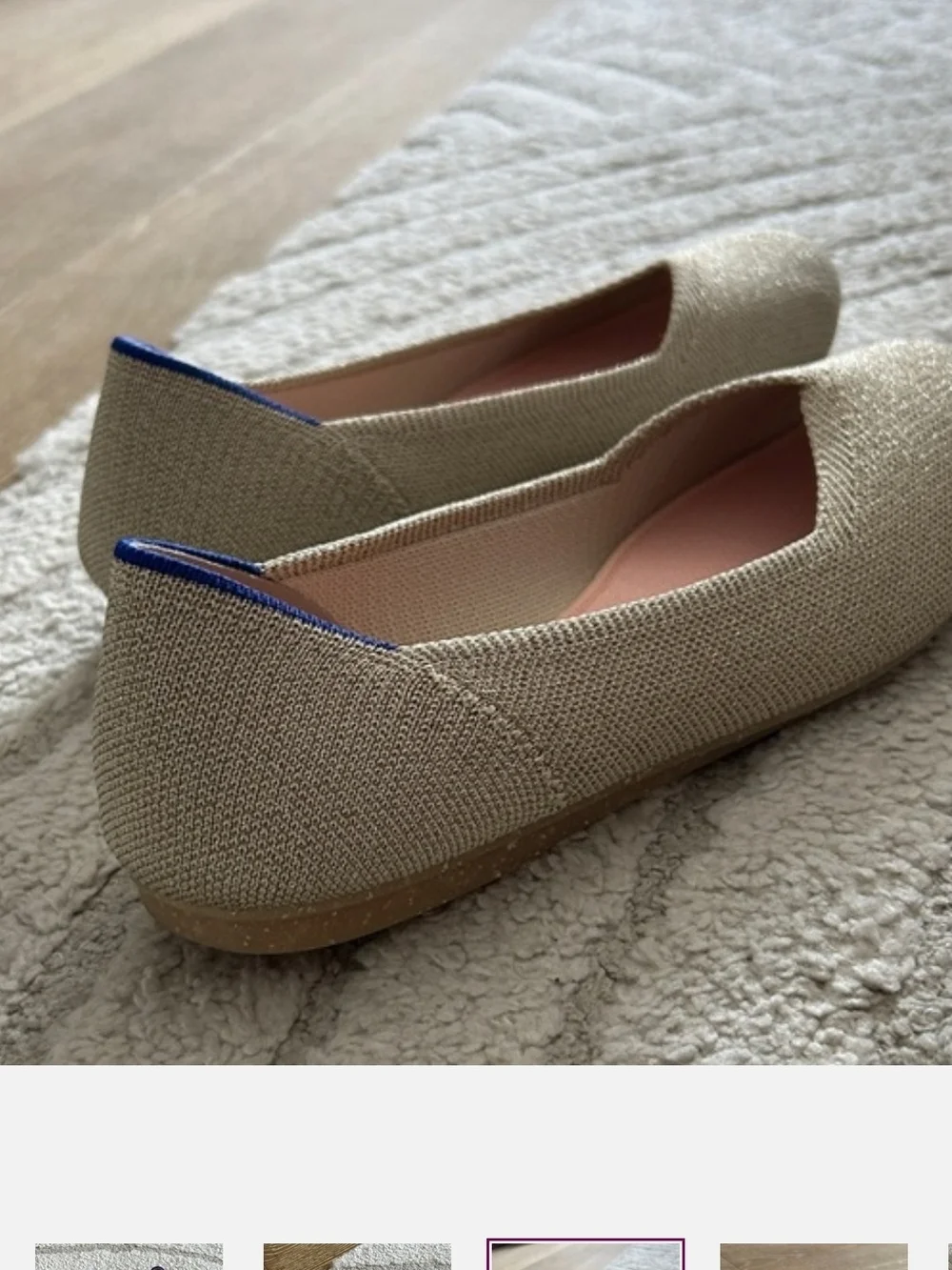 Rothy's Beige Metallic Knit Ballet